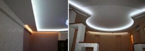 Потолок из гипсокартона с подсветкой
