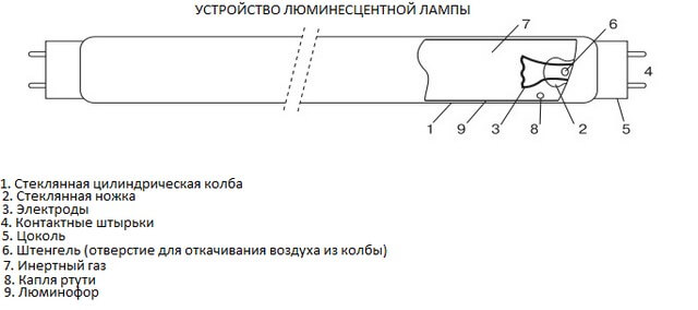 Устройство люменесцентных ламп