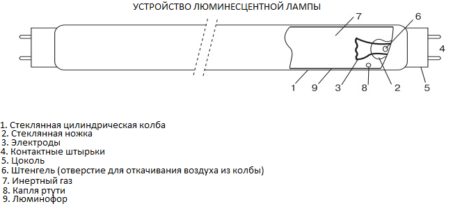 Устройство лампы дневного света