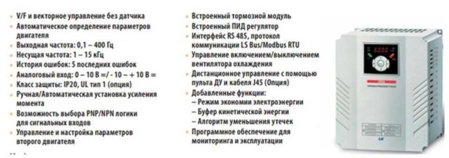 Перечень характеристик преобразователя частоты SV015IG5A-4